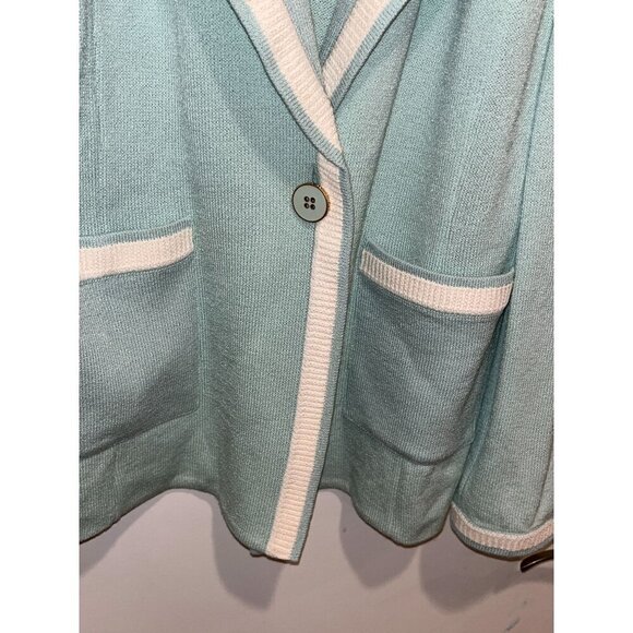 St. John Collection Mint Green One Button Closure Knit Blazer Women's Size 12 - Picture 5 of 10